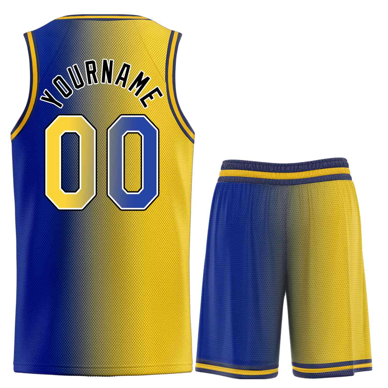 Custom Navy Yellow-Black Heal Gradient Fashion Sports Sets Uniform Basketball Jersey