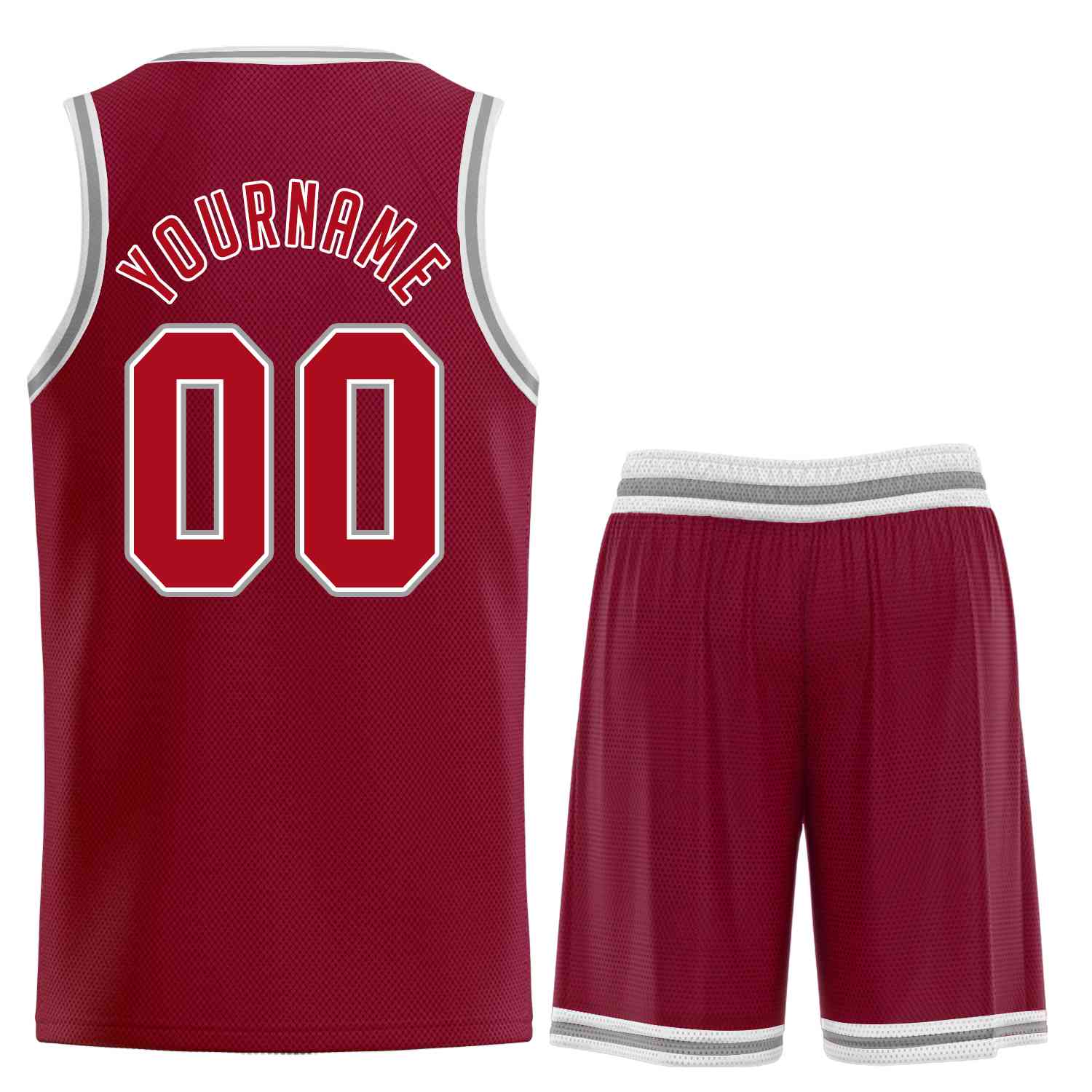 Custom Maroon Red-Gray Classic Sets Sports Uniform Basketball Jersey