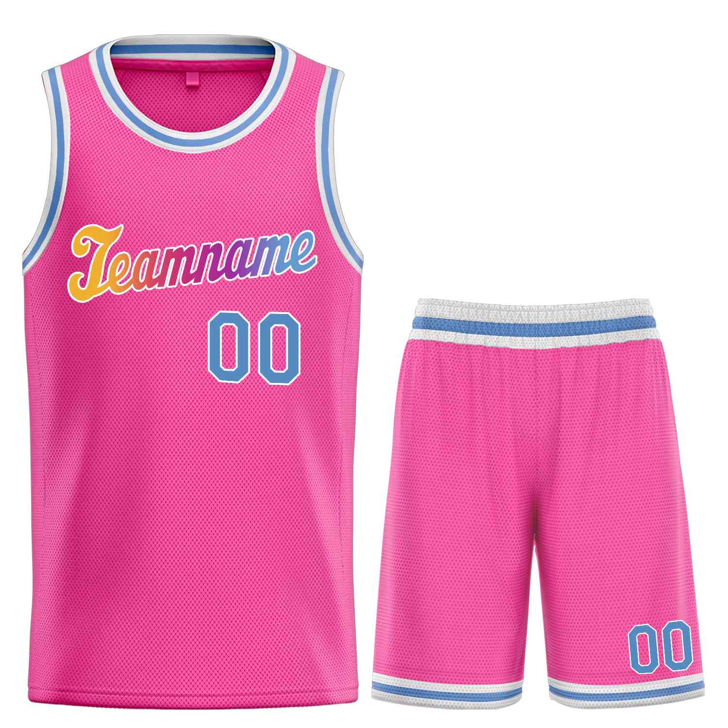 Custom Pink Powder Blue-White Classic Sets Sports Uniform Basketball Jersey