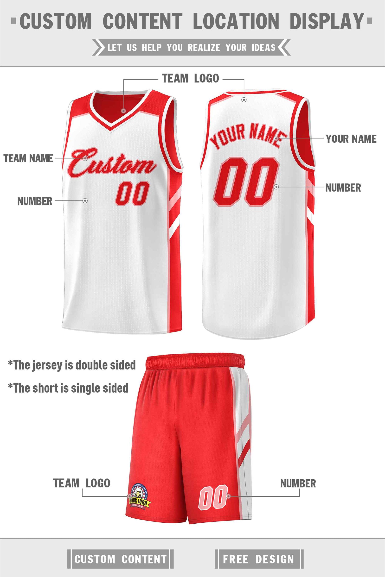 Custom Red White-Pink Double Side Sets Men Basketball Jersey