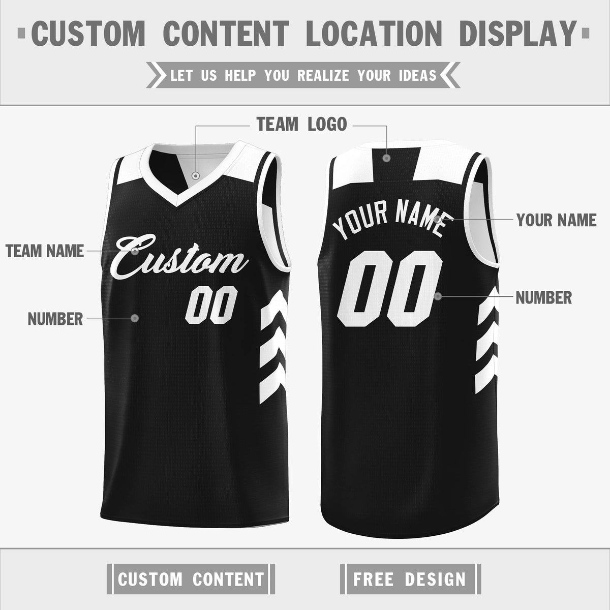 Custom Black White Reversible Tops Basketball Jersey | Custom Reversible Basketball Jerseys with Numbers