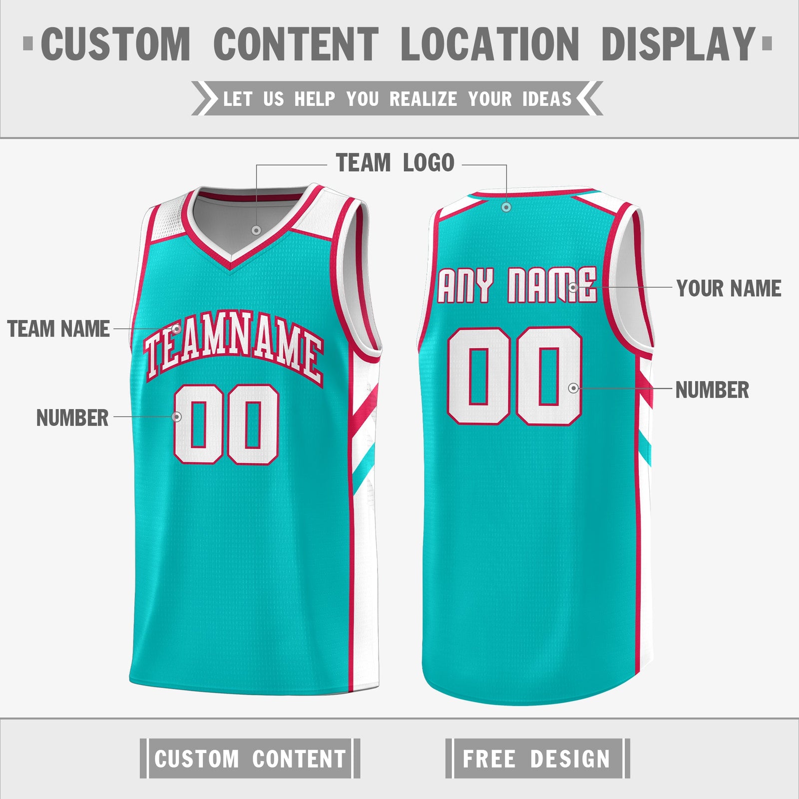 Custom Light Green White Double Side Tops Basketball Jersey