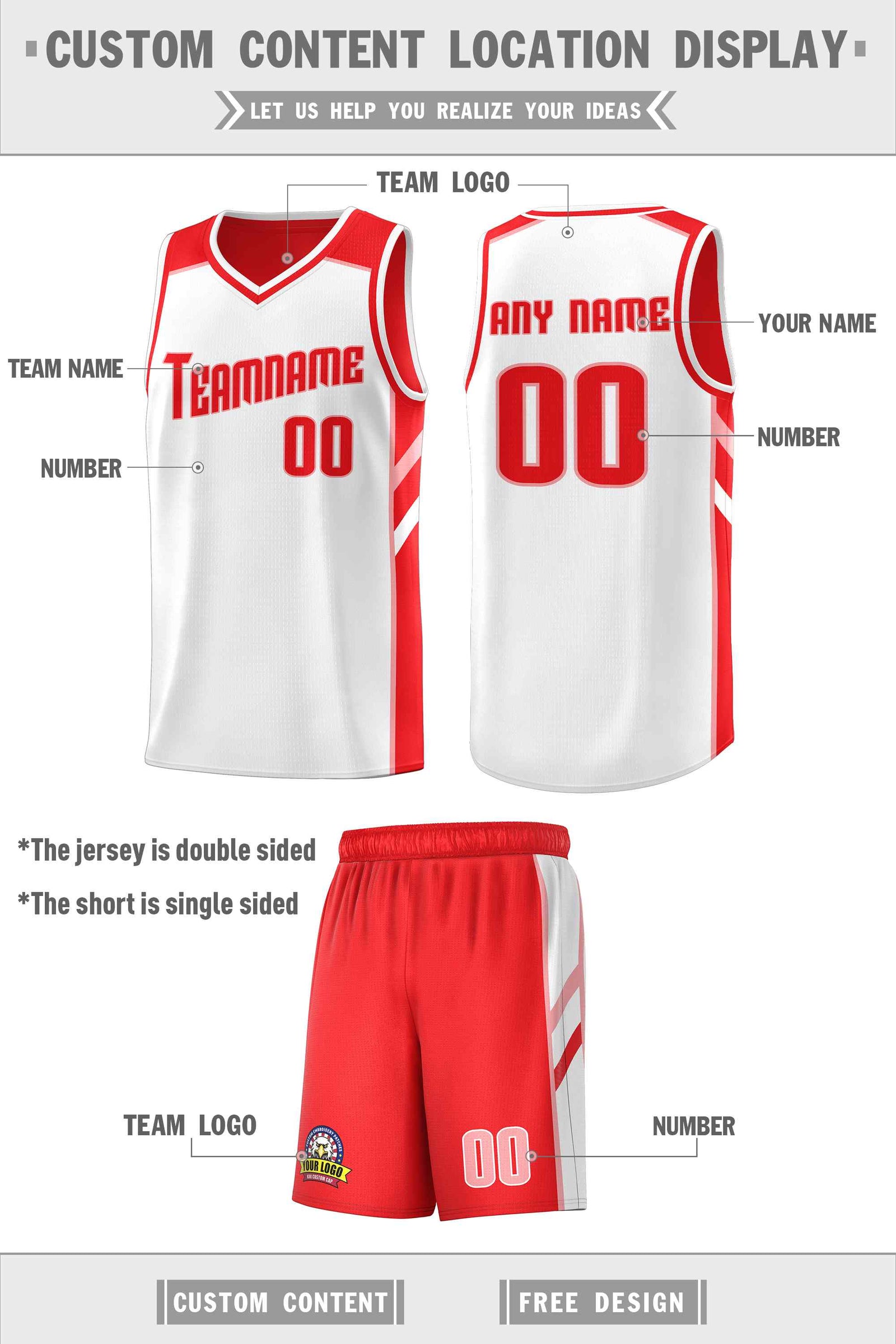 Custom Red White-Pink Double Side Sets Men Basketball Jersey