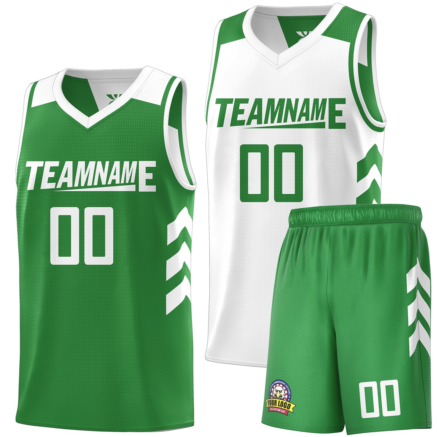Custom Green White Double Side Sets Personalized Basketball Jersey