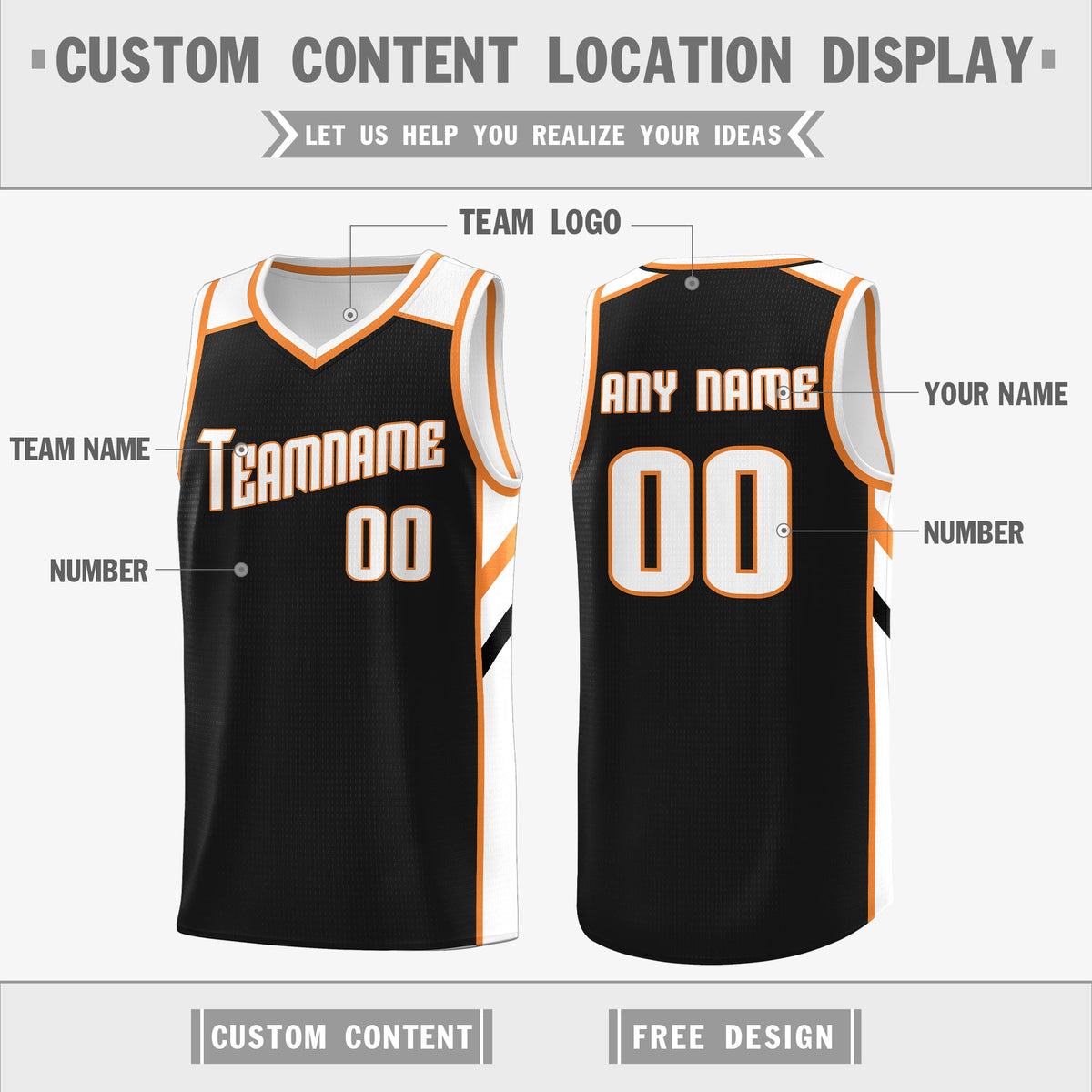 Custom Black White Double Side Tops Athletic Sports Basketball Jersey