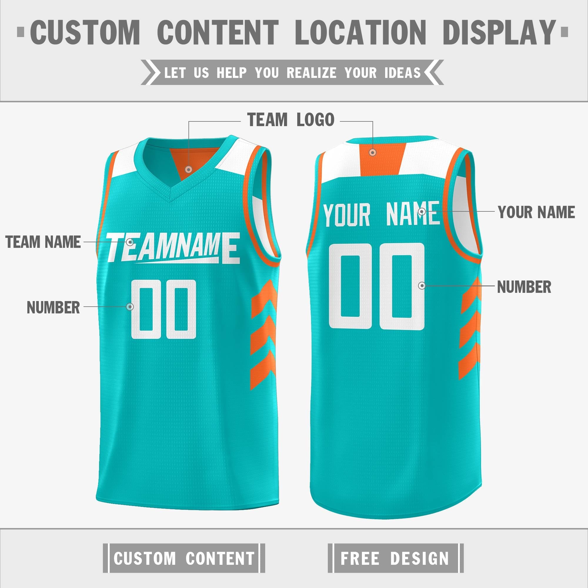 Custom Teal White-Orange Reversible Double Side Tops Basketball Jersey