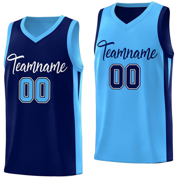 Custom Navy Blue Double Side Tops Basketball Jersey - KXKSHOP
