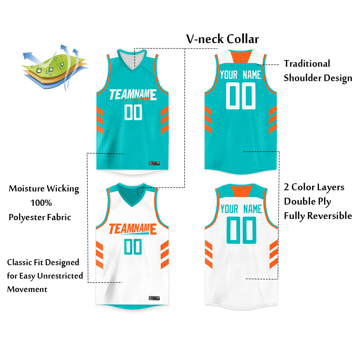 custom youth reversible basketball jerseys