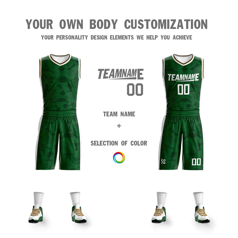 Custom Green White Yellow Double Side Sets Basketball Jersey KXKSHOP