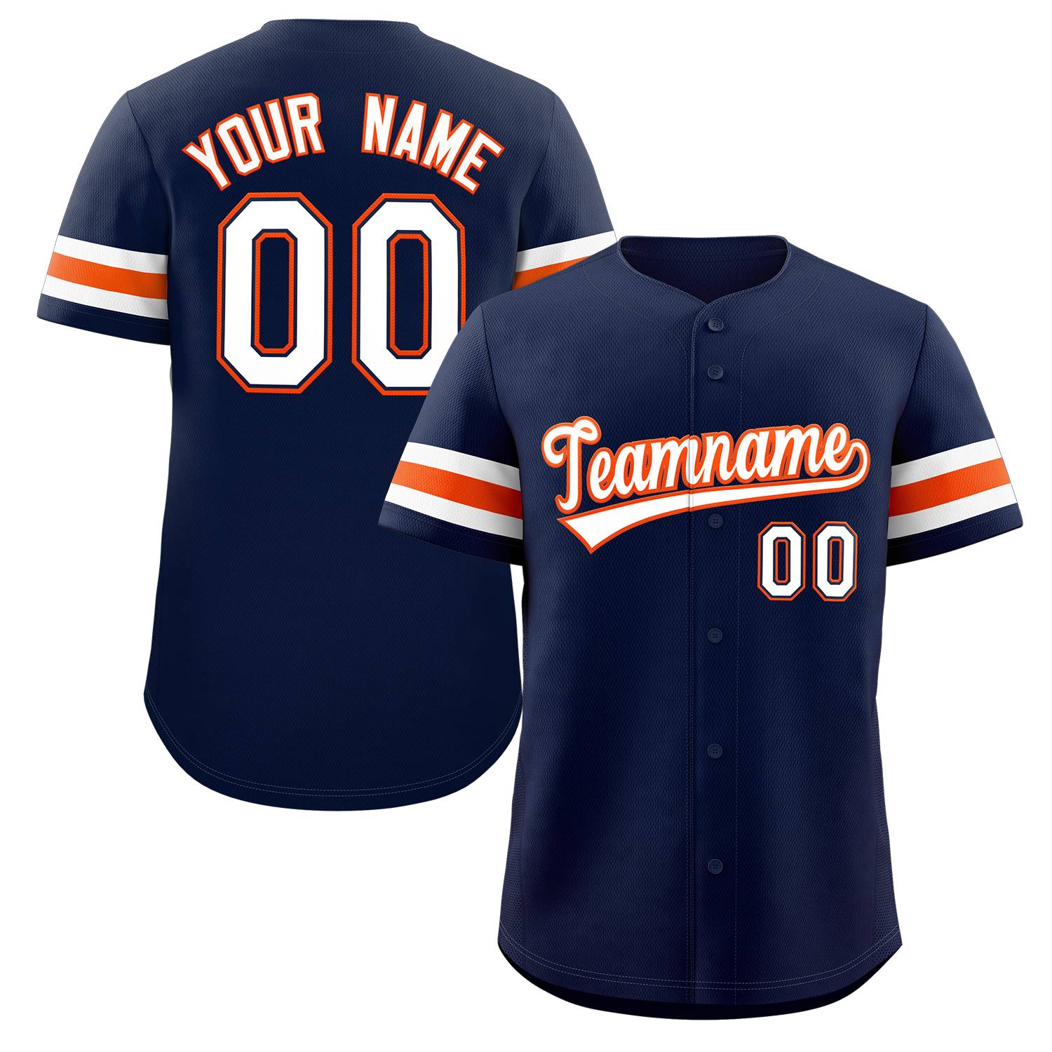 Custom Navy White-Orange Classic Style Authentic Baseball Jersey