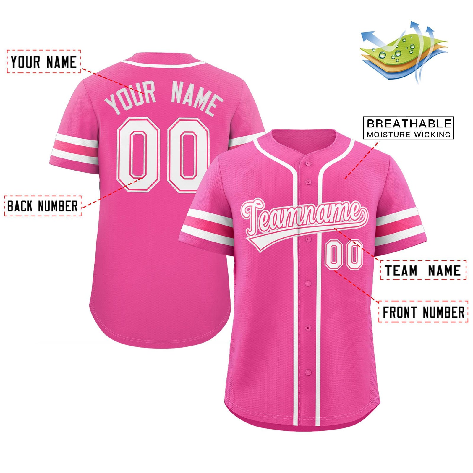 Custom Pink White Classic Style Authentic Baseball Jersey