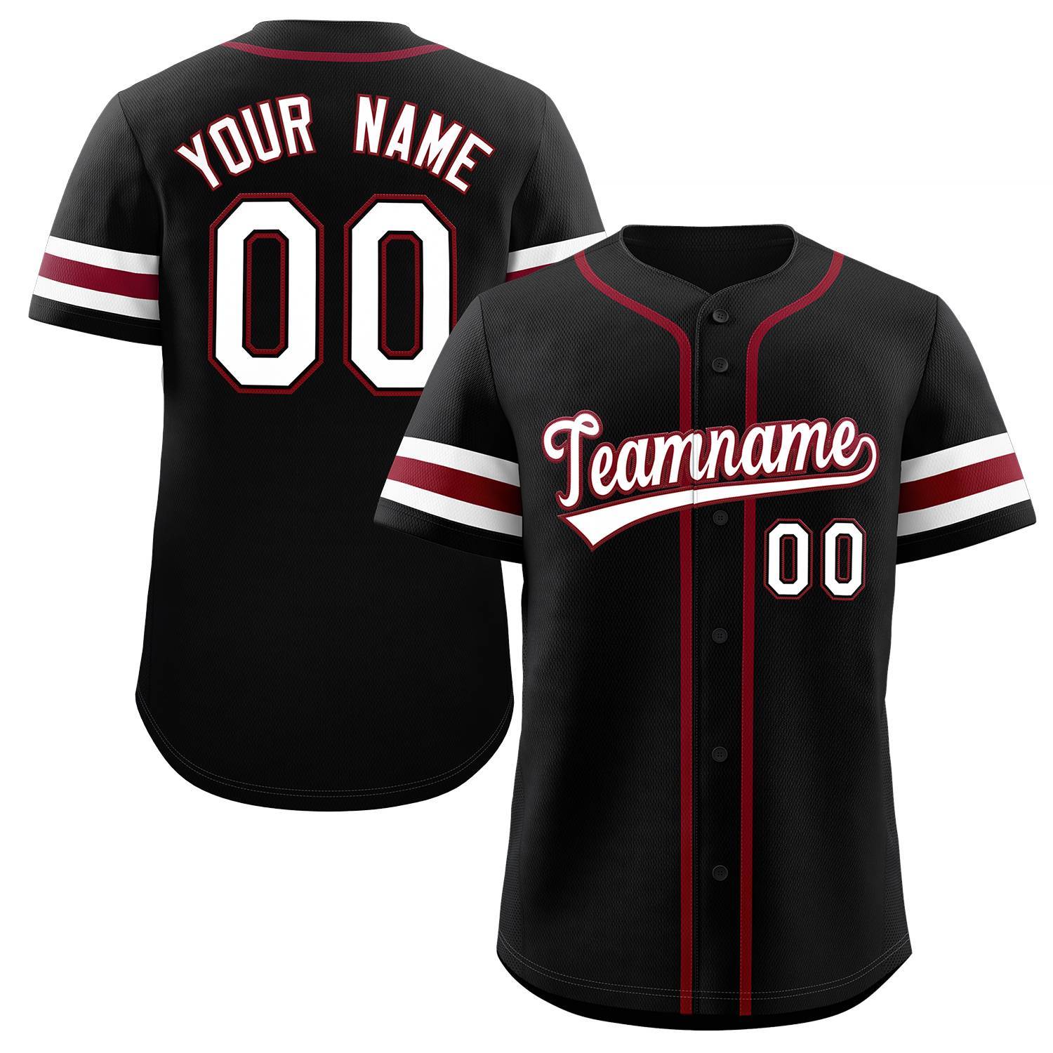 Custom Baseball Black White-Crimson Classic Style Authentic Baseball Jersey