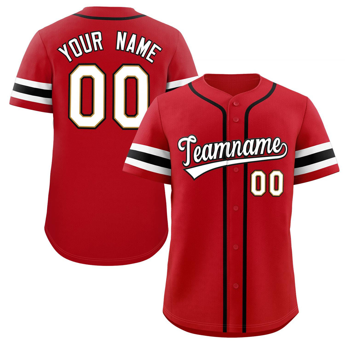 Custom Red White-Black Classic Style Authentic Baseball Jersey