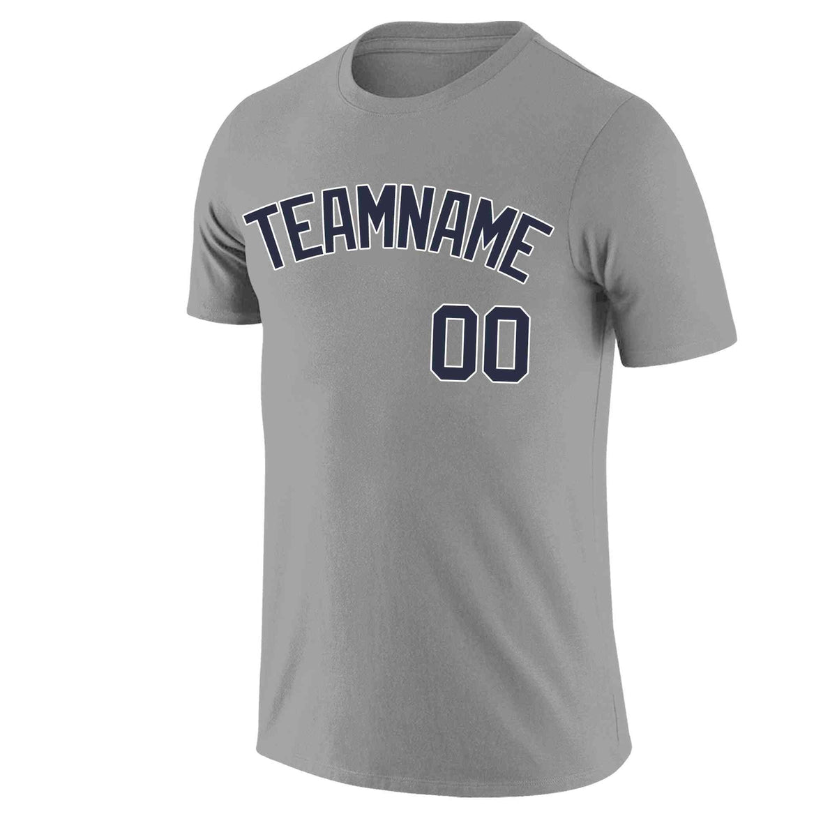Custom Gray Navy-White Classic Style Crew neck T-Shirts Full Sublimated