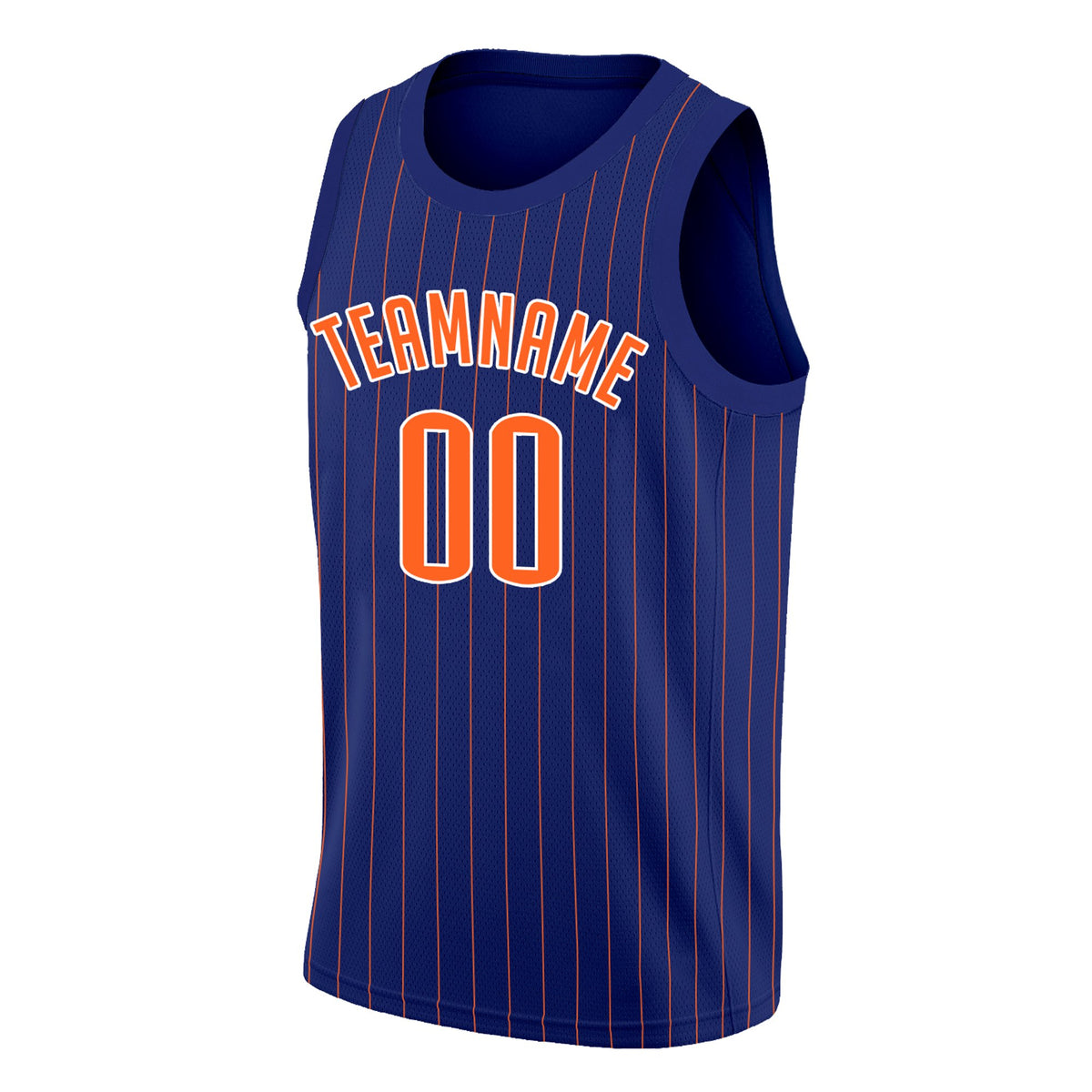 Custom Navy Orange-White Stripe Fashion Tops Basketball Jersey