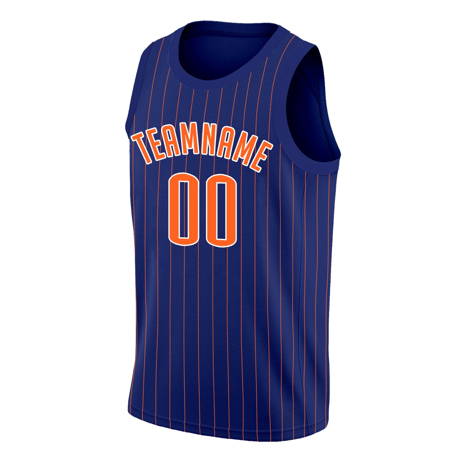 Custom Navy Orange-White Stripe Fashion Tops Basketball Jersey