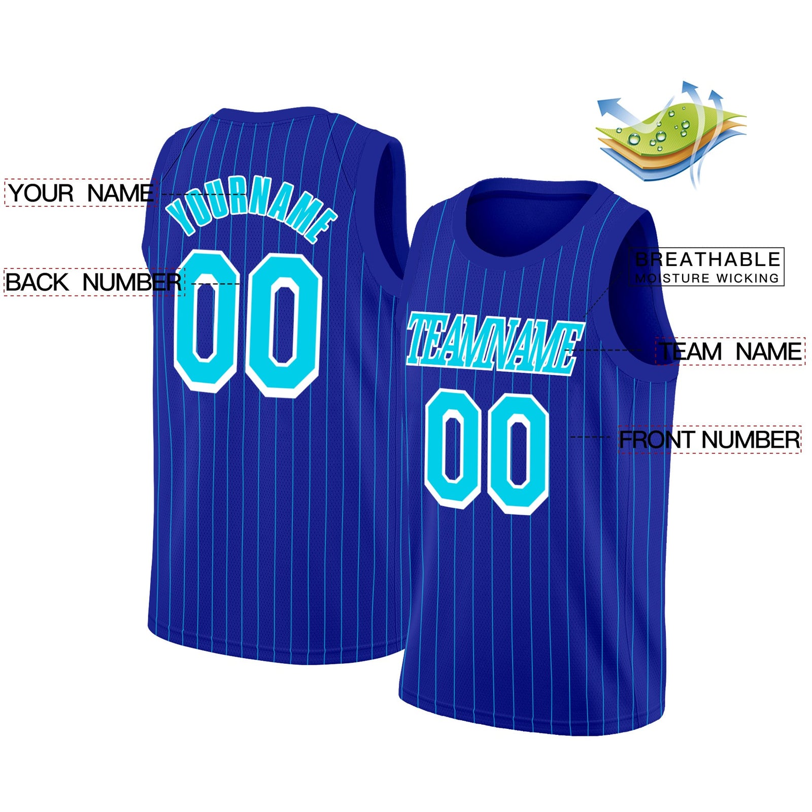 Custom Royal White Stripe Fashion Tops Basketball Jersey