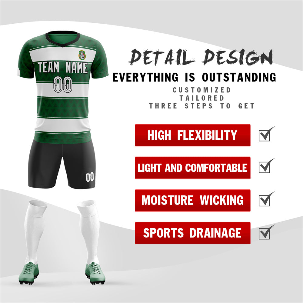 Custom Green White Soft Training Uniform Soccer Sets Jersey