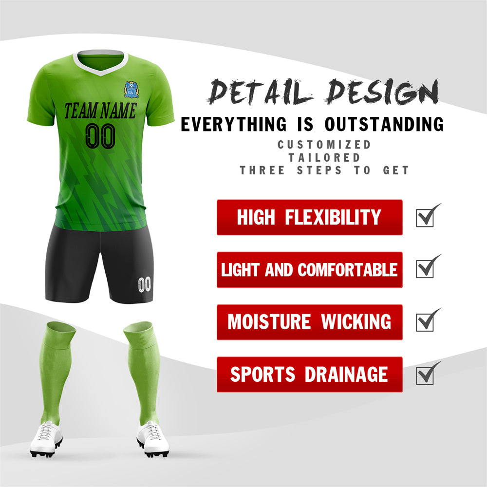 Custom Green Black Training Uniform Soccer Sets Jersey
