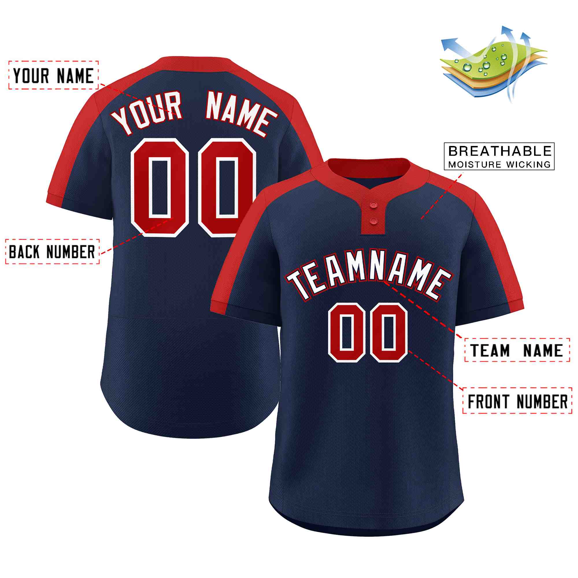 Custom Navy White-Navy Classic Style Authentic Two-Button Softball Jersey