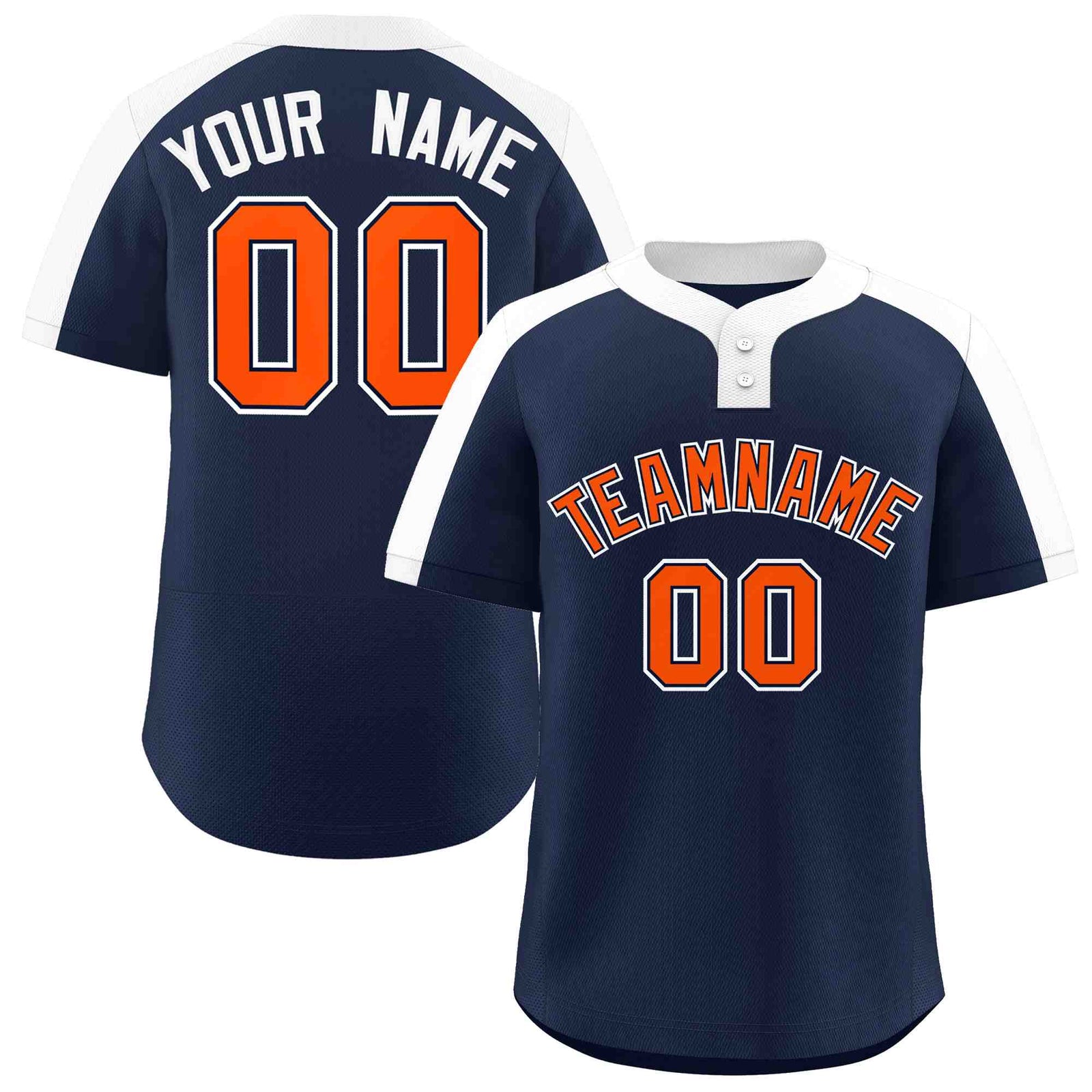 Custom Navy Orange-Navy Classic Style Authentic Two-Button Softball Jersey