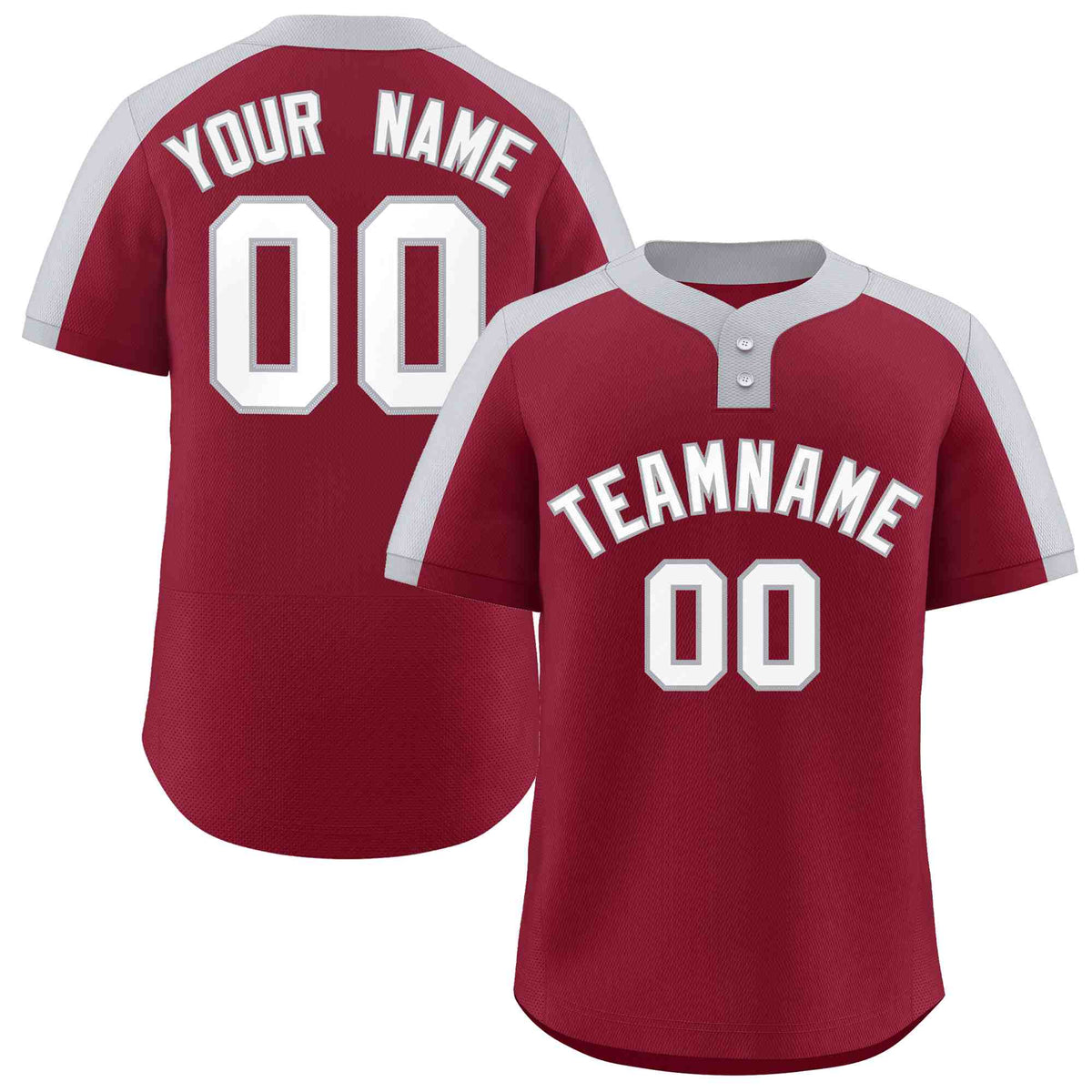Custom Crimson White-Gray Classic Style Authentic Two-Button Softball Jersey
