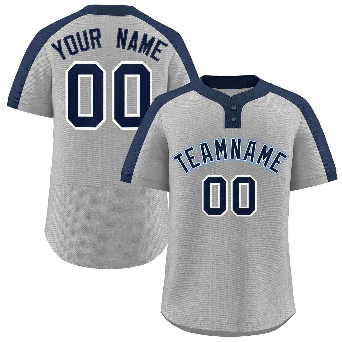 Custom Gray Navy-White Classic Style Authentic Two-Button Softball Jersey
