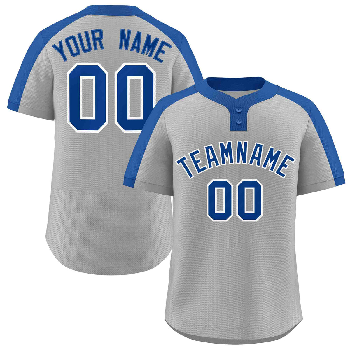 Custom Gray Royal-White Classic Style Authentic Two-Button Softball Jersey
