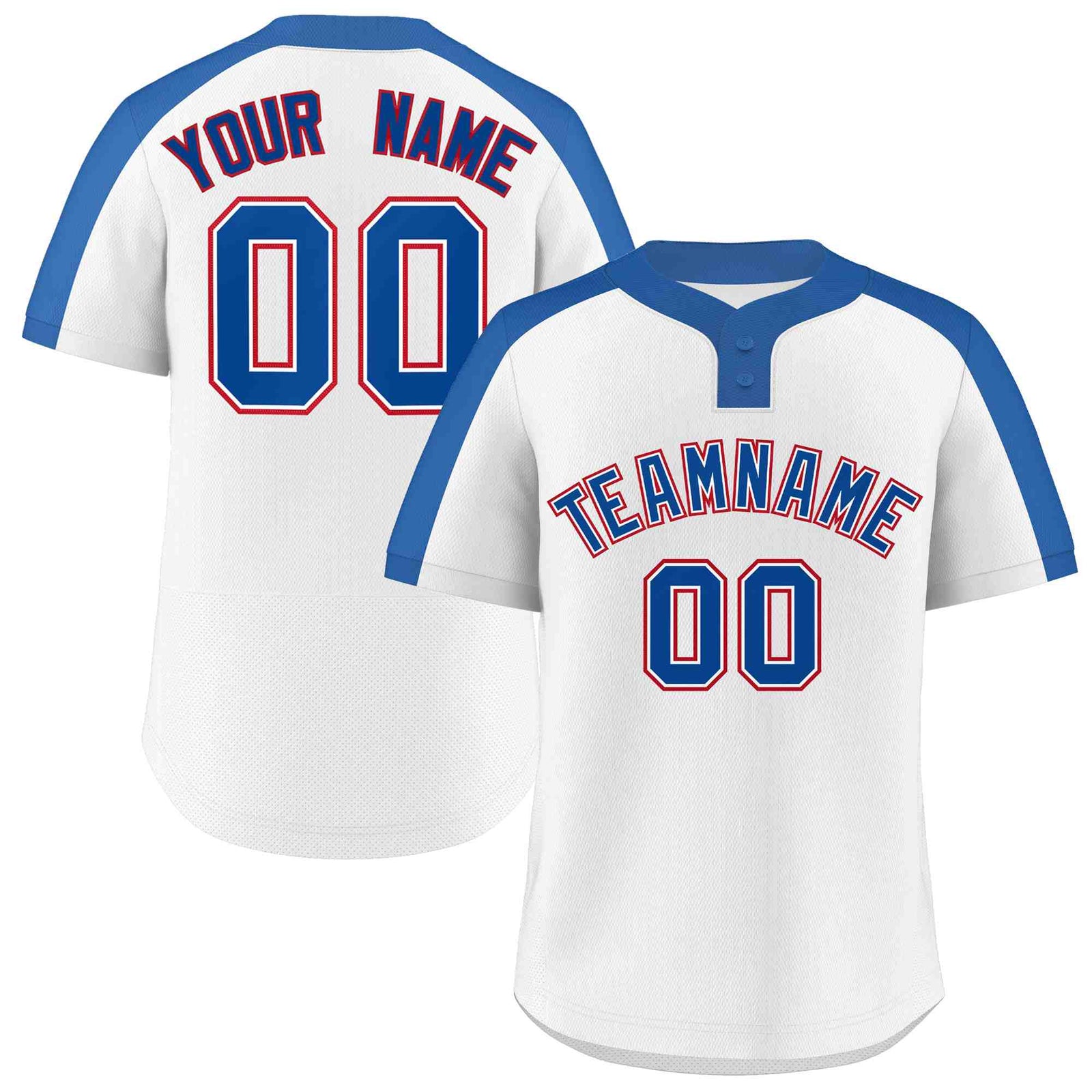Custom White Royal-White Classic Style Authentic Two-Button Softball Jersey