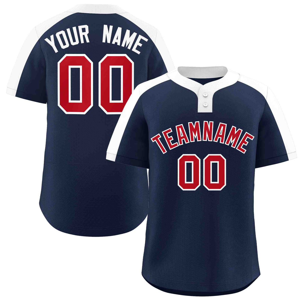 Custom Navy Red-White Classic Style Authentic Two-Button Softball Jersey