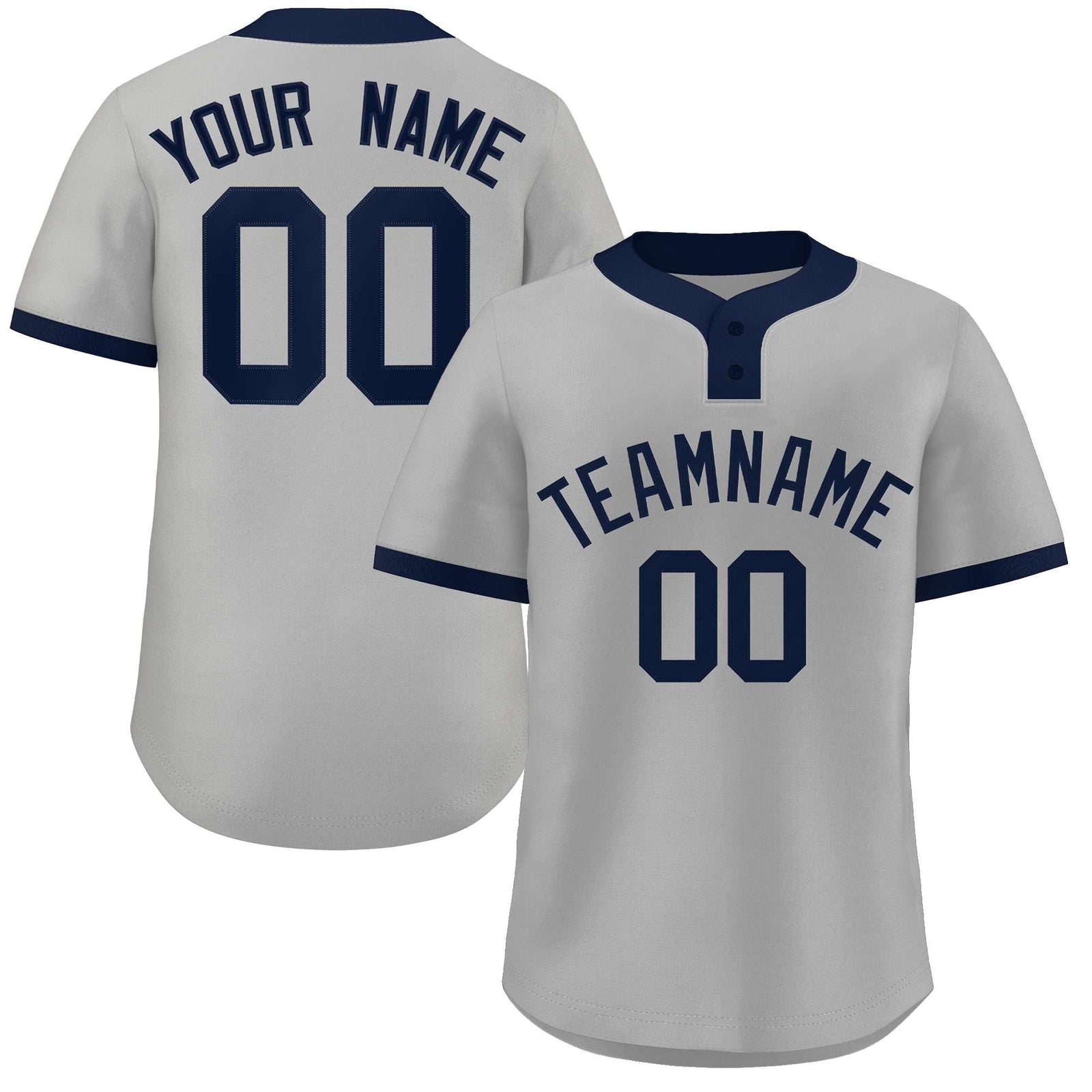 Custom Gray Navy Classic Style Authentic Two-Button Softball Jersey