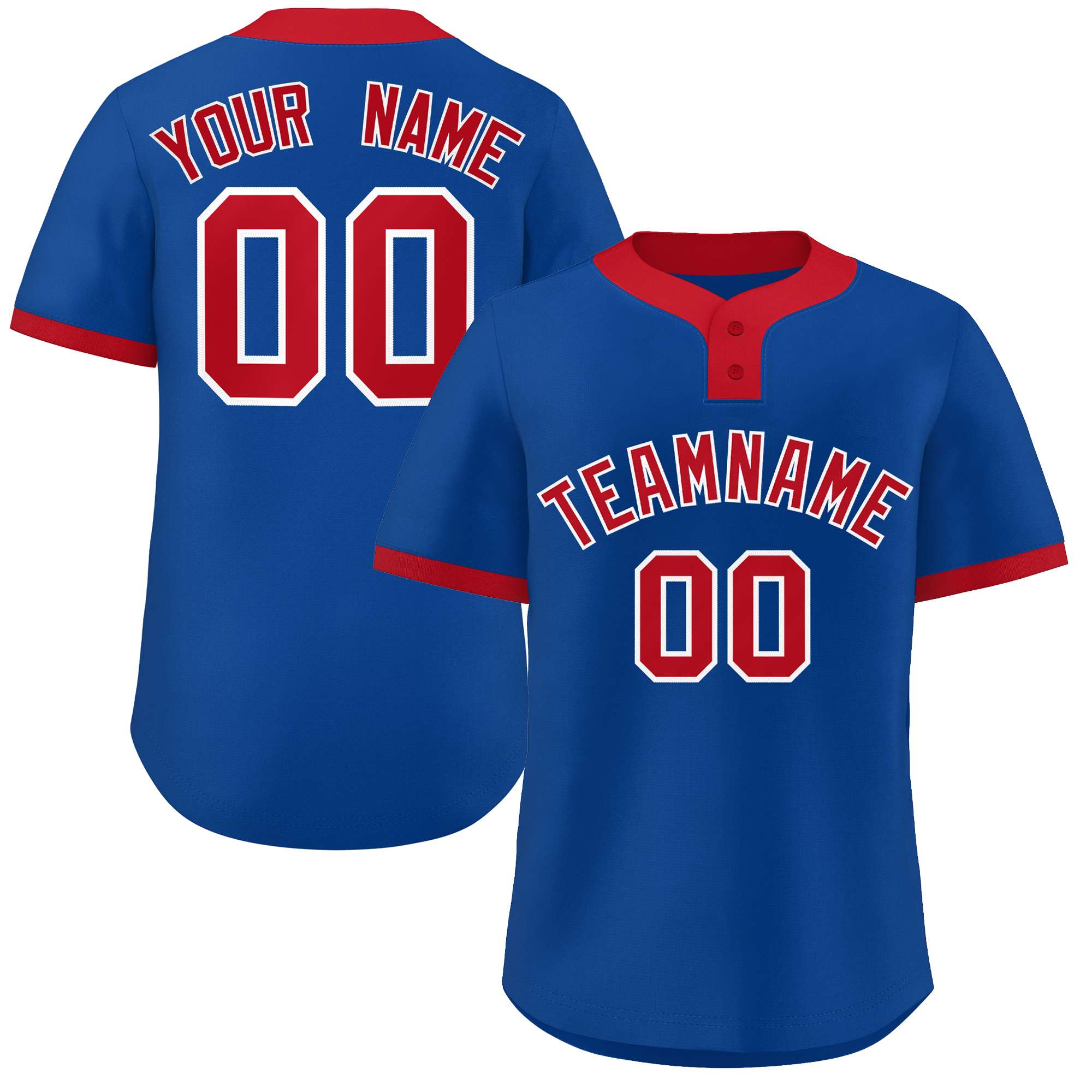 Custom Royal Red-White Classic Style Authentic Two-Button Softball Jersey