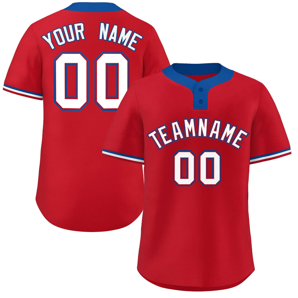 Custom Red White-Royal Classic Style Authentic Two-Button Softball Jersey