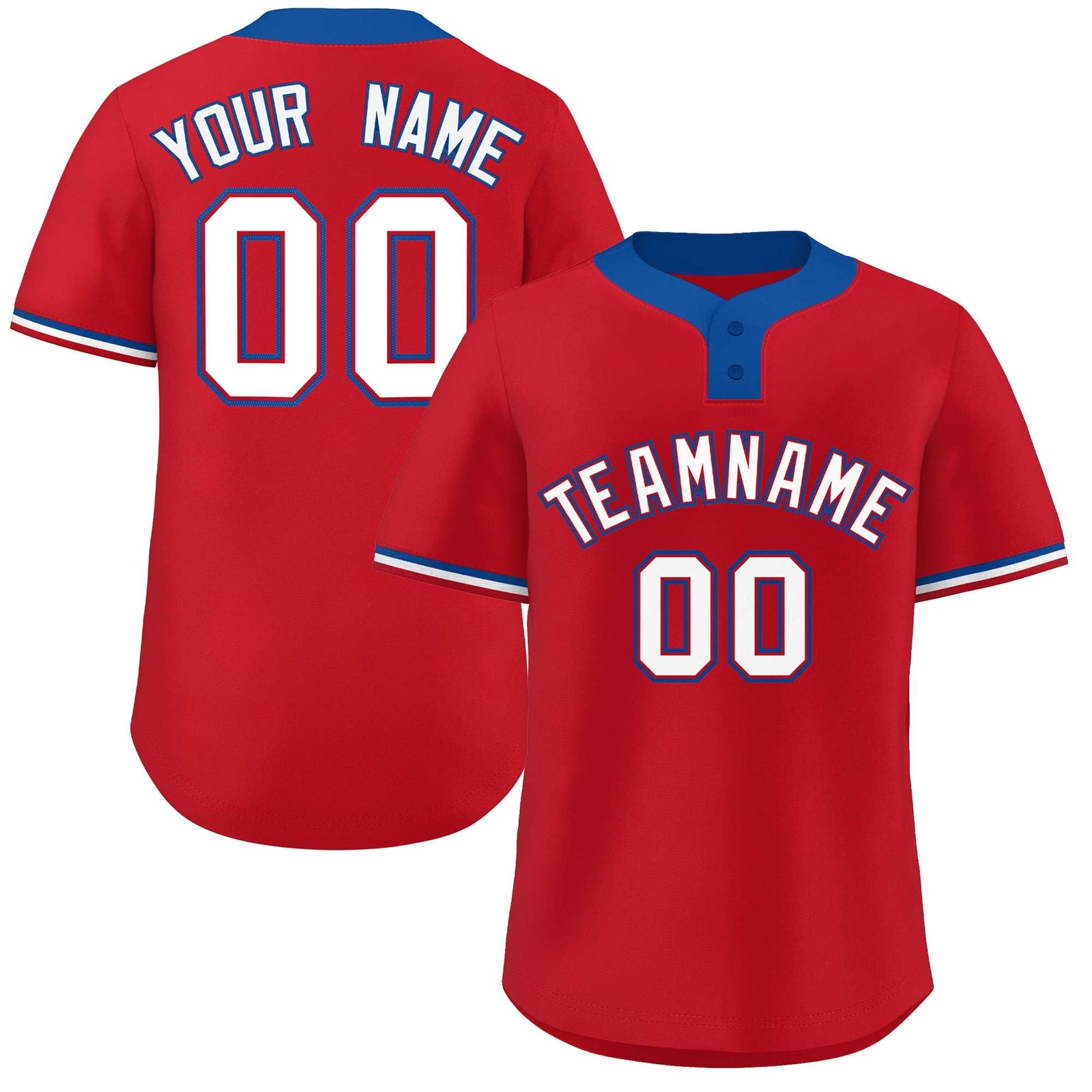 Custom Red White-Royal Classic Style Authentic Two-Button Softball Jersey