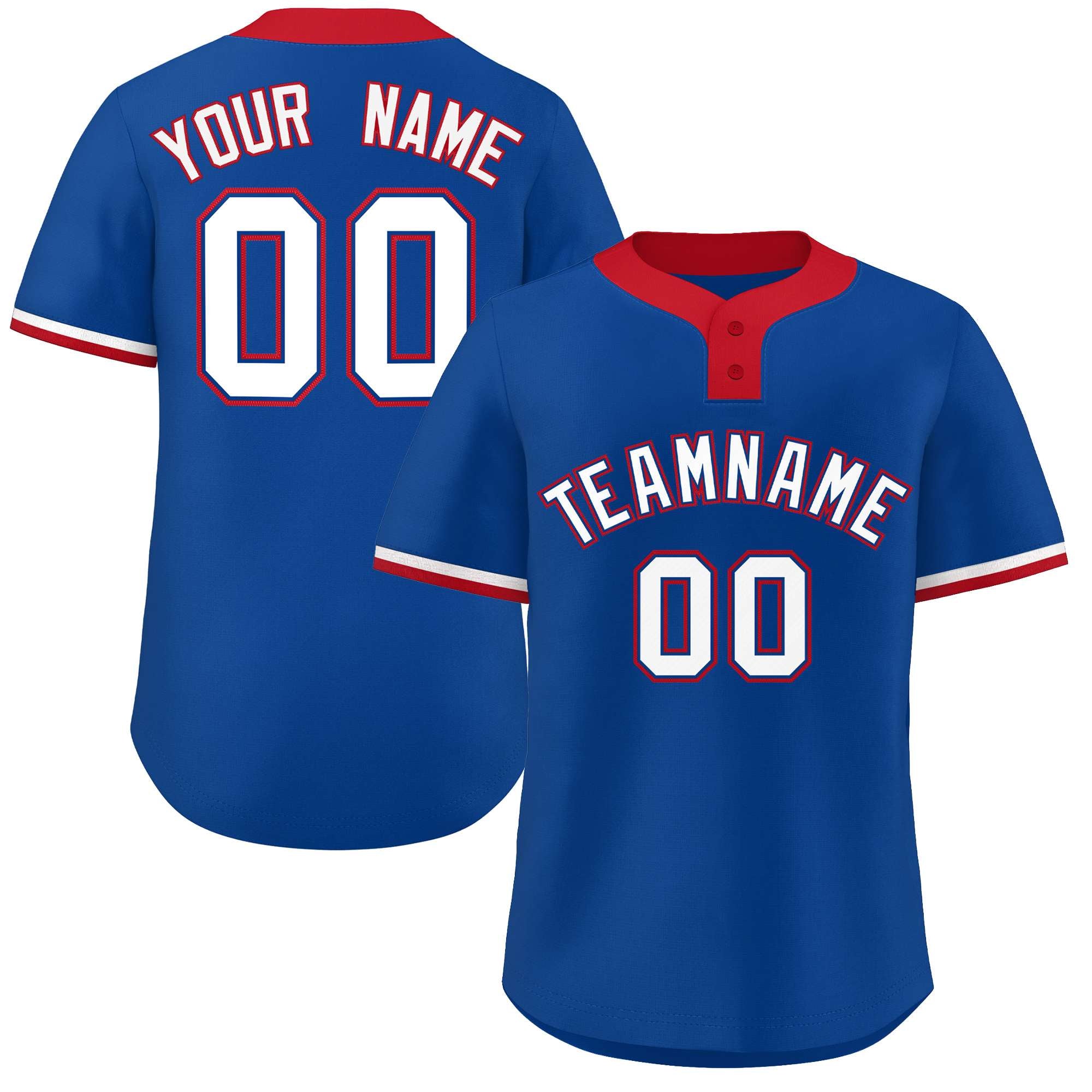 Custom Royal White-Red Classic Style Authentic Two-Button Softball Jersey