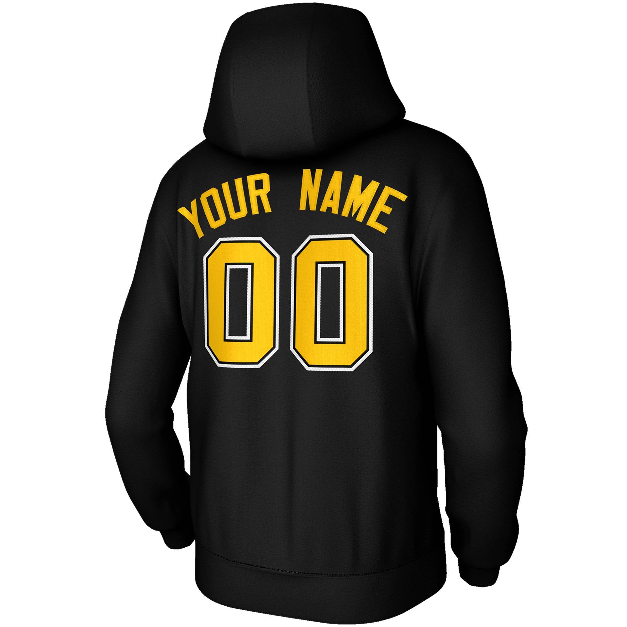 Custom Stitched Black Yellow-White Classic Style Sweatshirt Pullover Hoodie