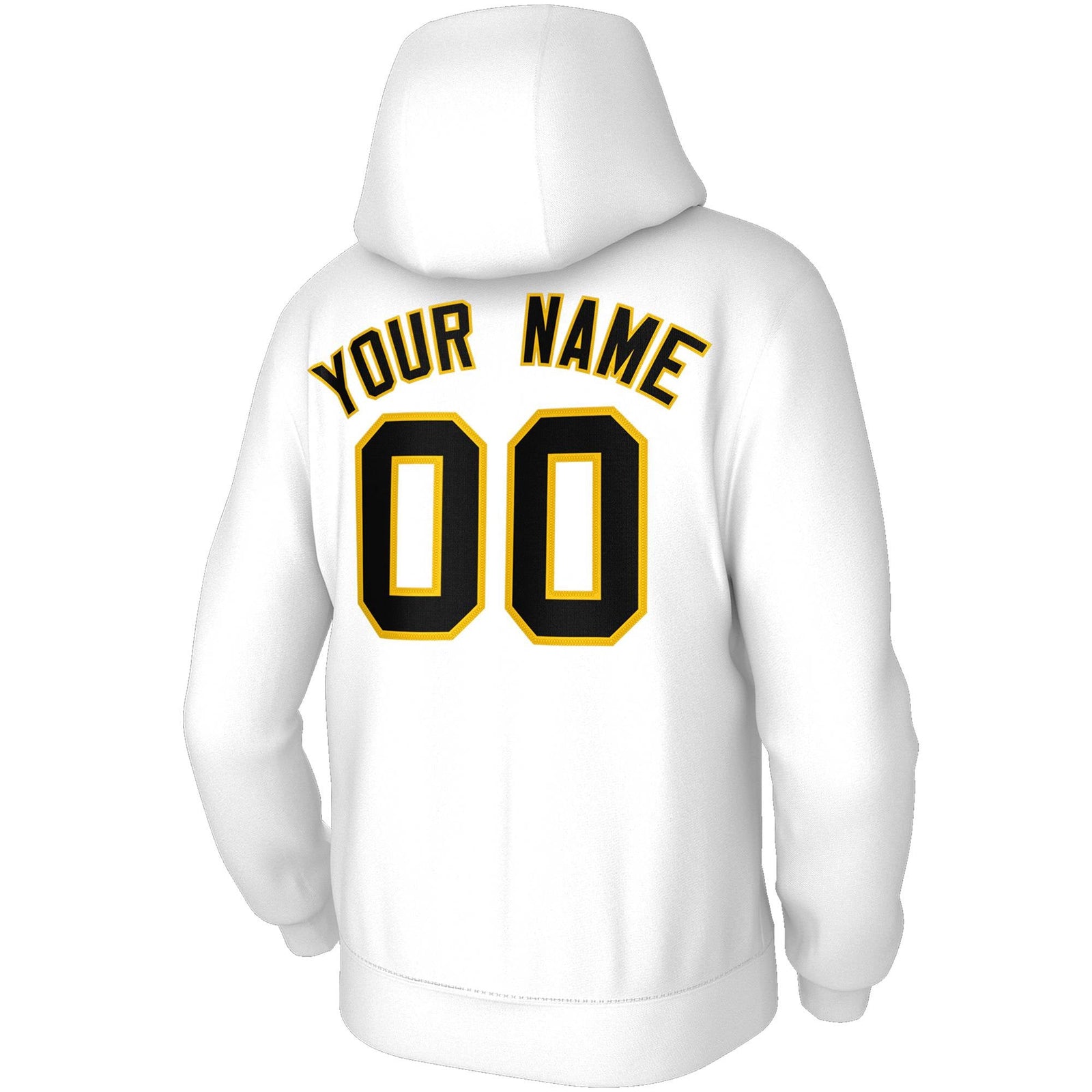 Custom Stitched White Black-Yellow Classic Style Sweatshirt Pullover Hoodie