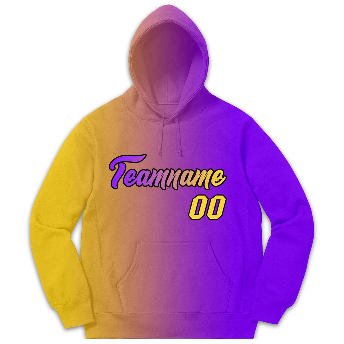 Custom Purple Yellow Gradient Fashion Casual Pullover Sweatshirt Hoodie