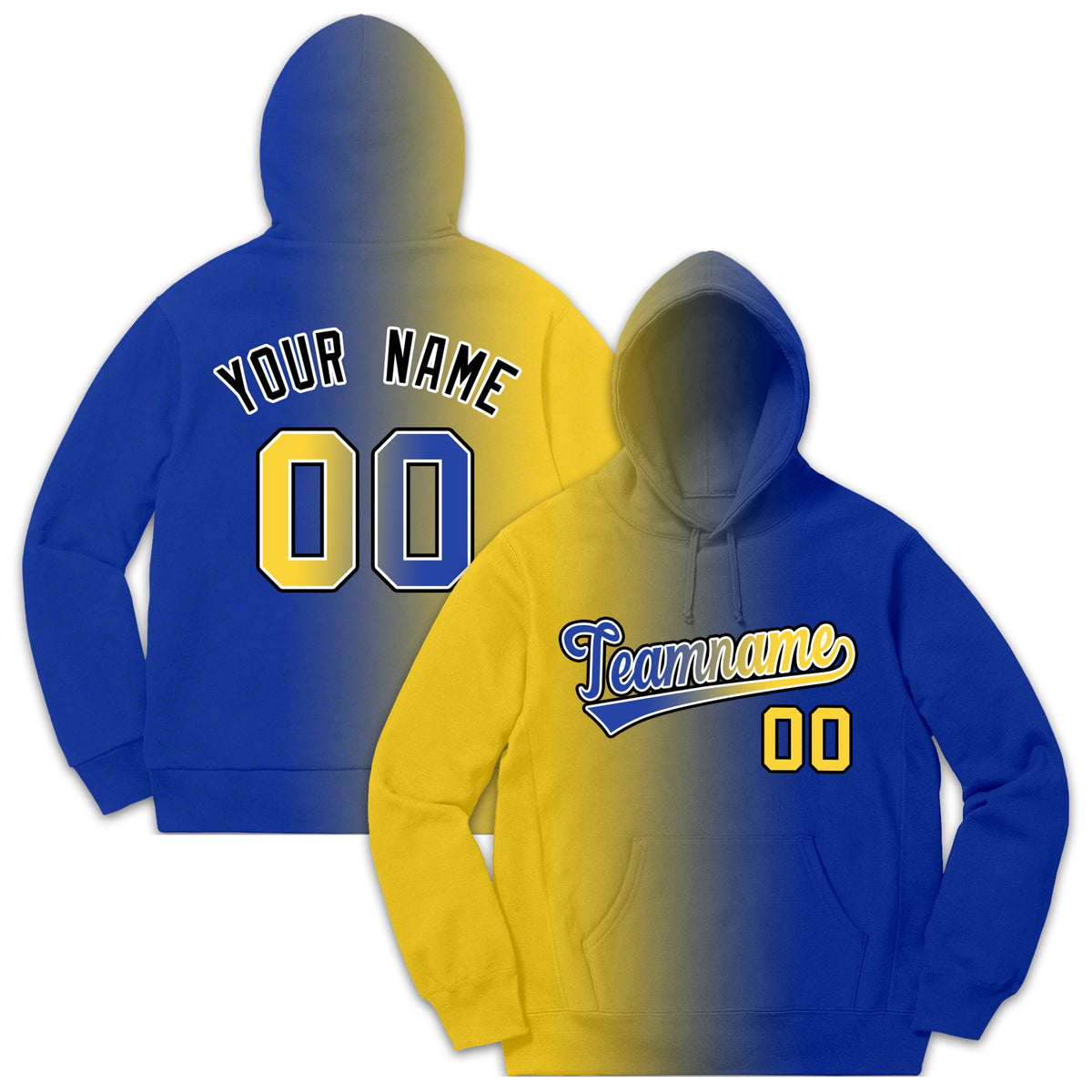 Custom Yellow Royal Gradient Fashion Casual Pullover Hoodie