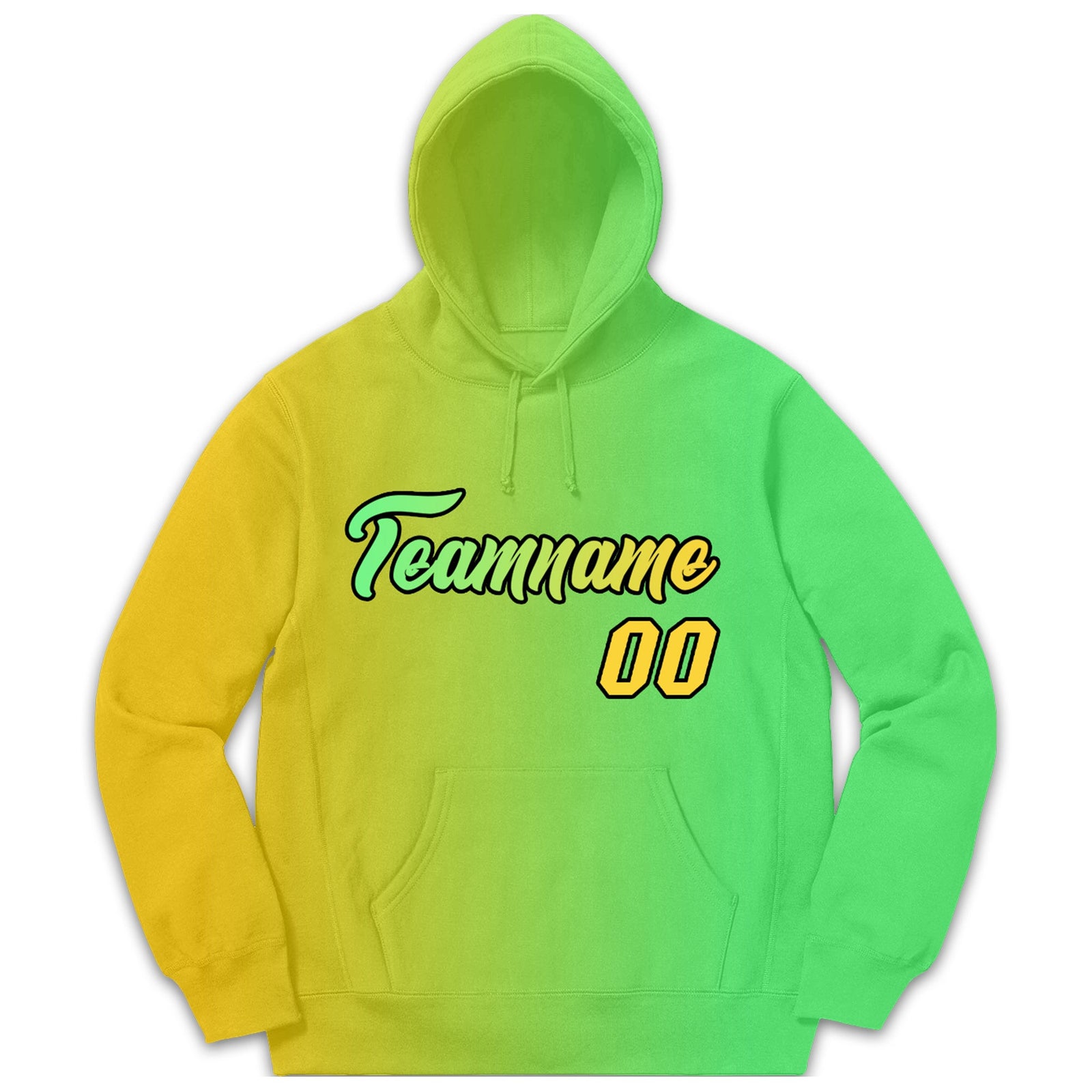 Custom Neon Green Yellow Gradient Fashion Casual Pullover Sweatshirt Hoodie