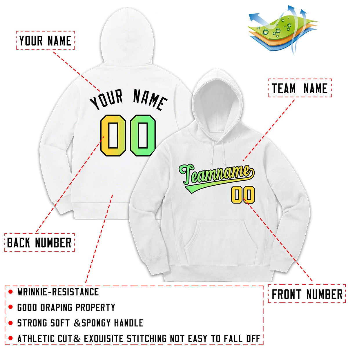 Custom White Classic Style Sweatshirt Fashion Hoodie Uniform