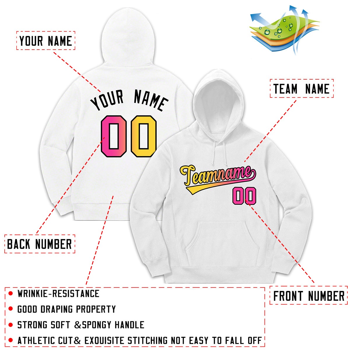 Custom White Classic Style Sweatshirt Fashion Hoodie Uniform
