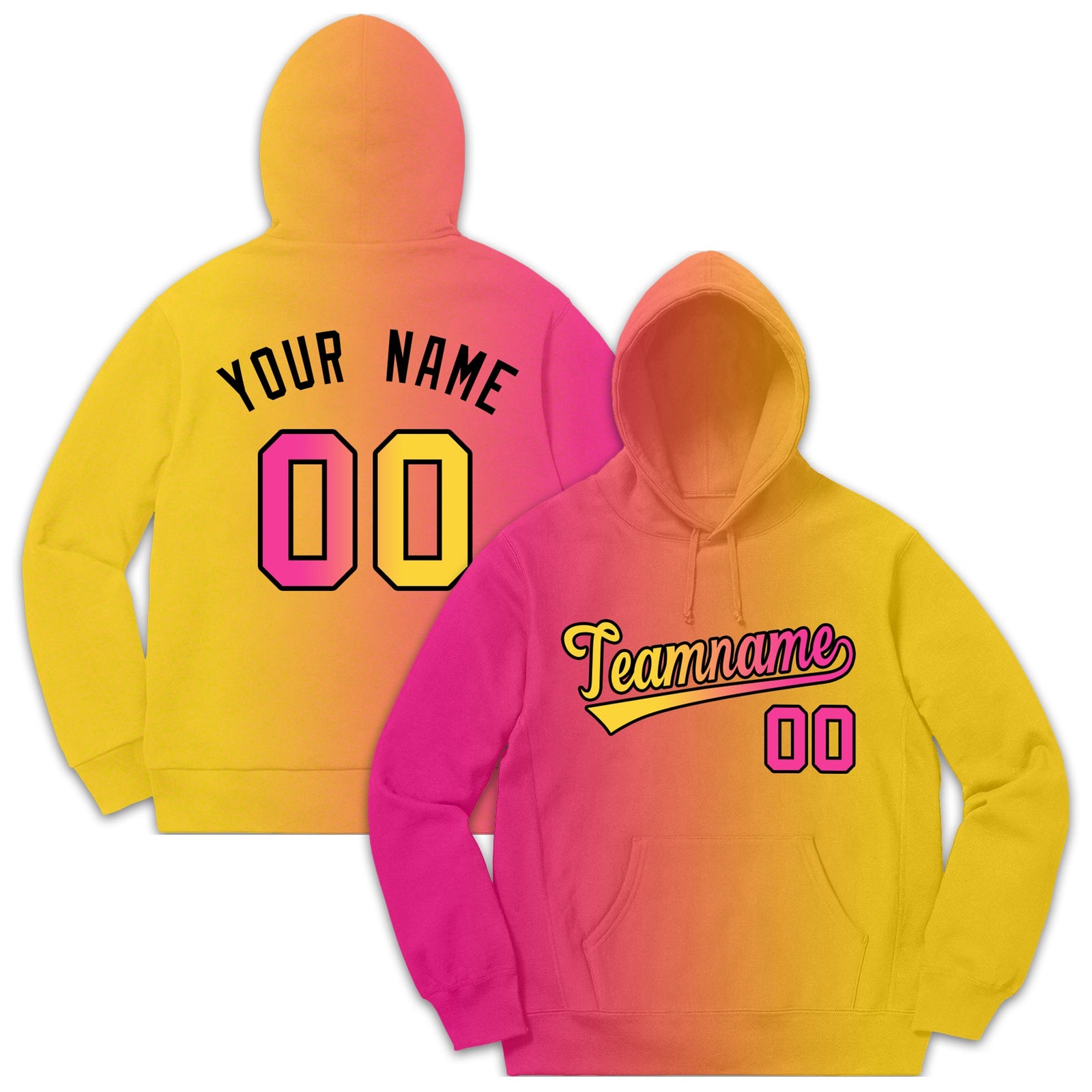 Custom Pink Orange Gradient Fashion Casual Pullover Sweatshirt Hoodie