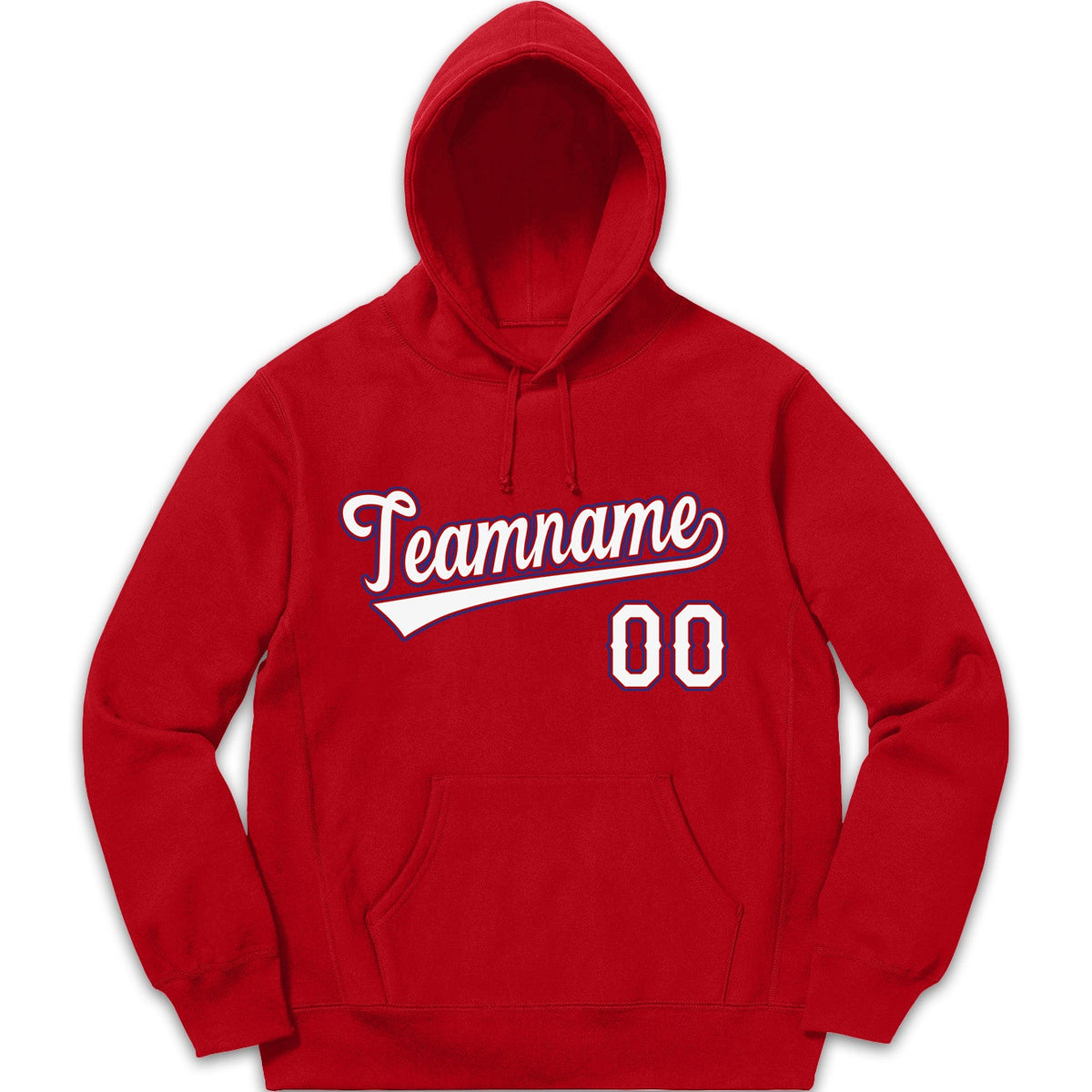 Custom Red Royal White Classic Style Pullover Fashion Hoodie Uniform