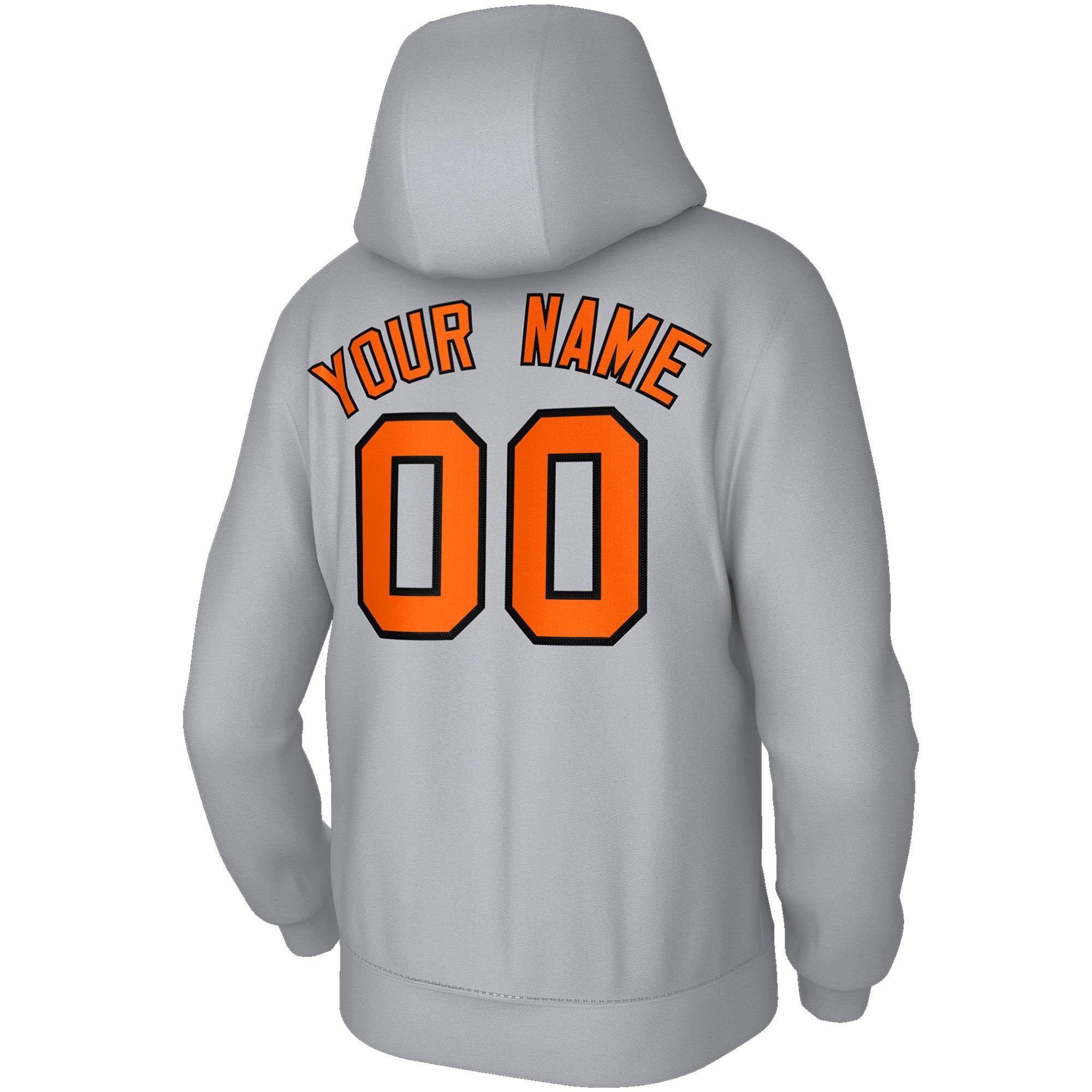 Custom Stitched Gray Orange-Black Classic Style Hoodie Training Uniform
