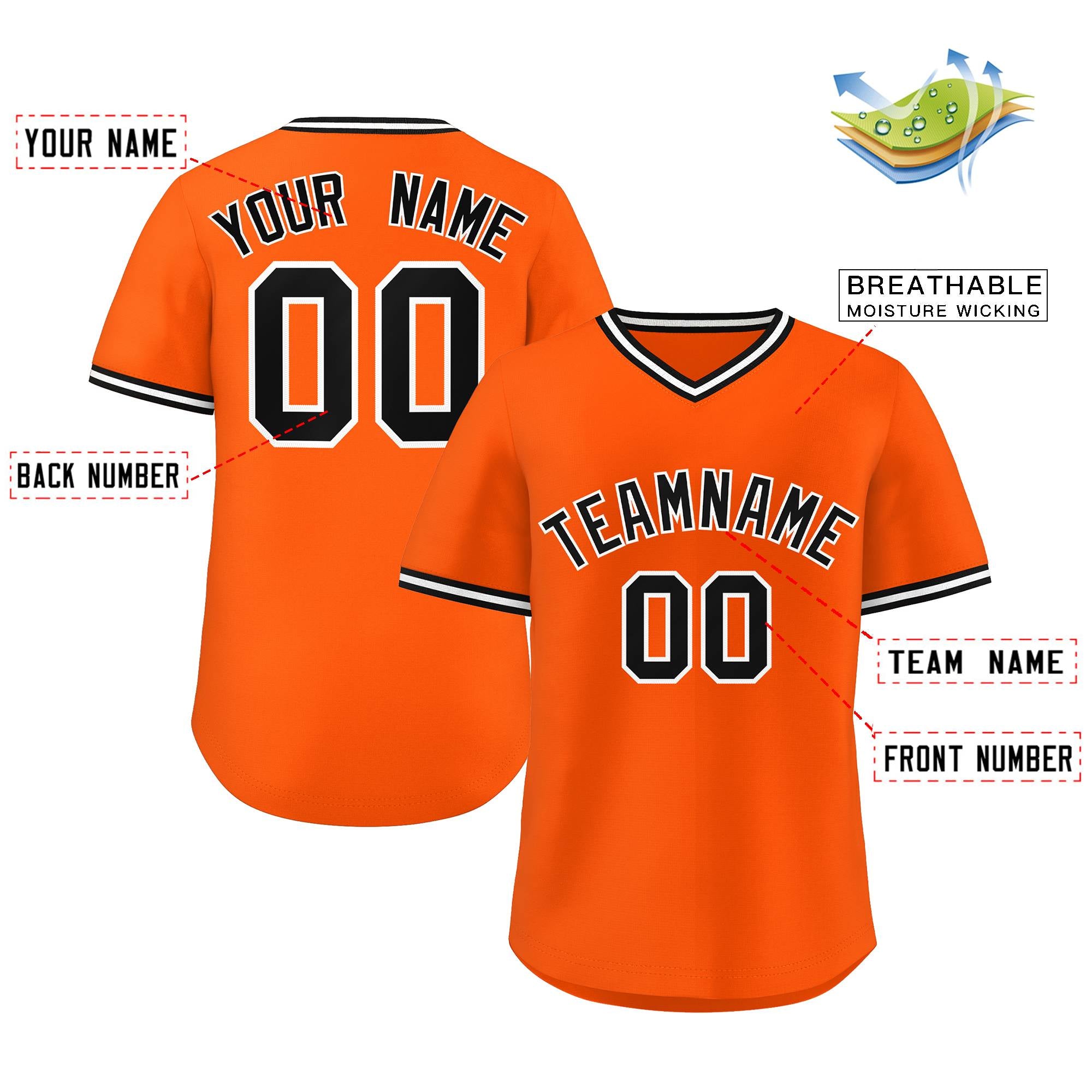 Custom Orange Classic Style Personalized Authentic Pullover Baseball Jersey