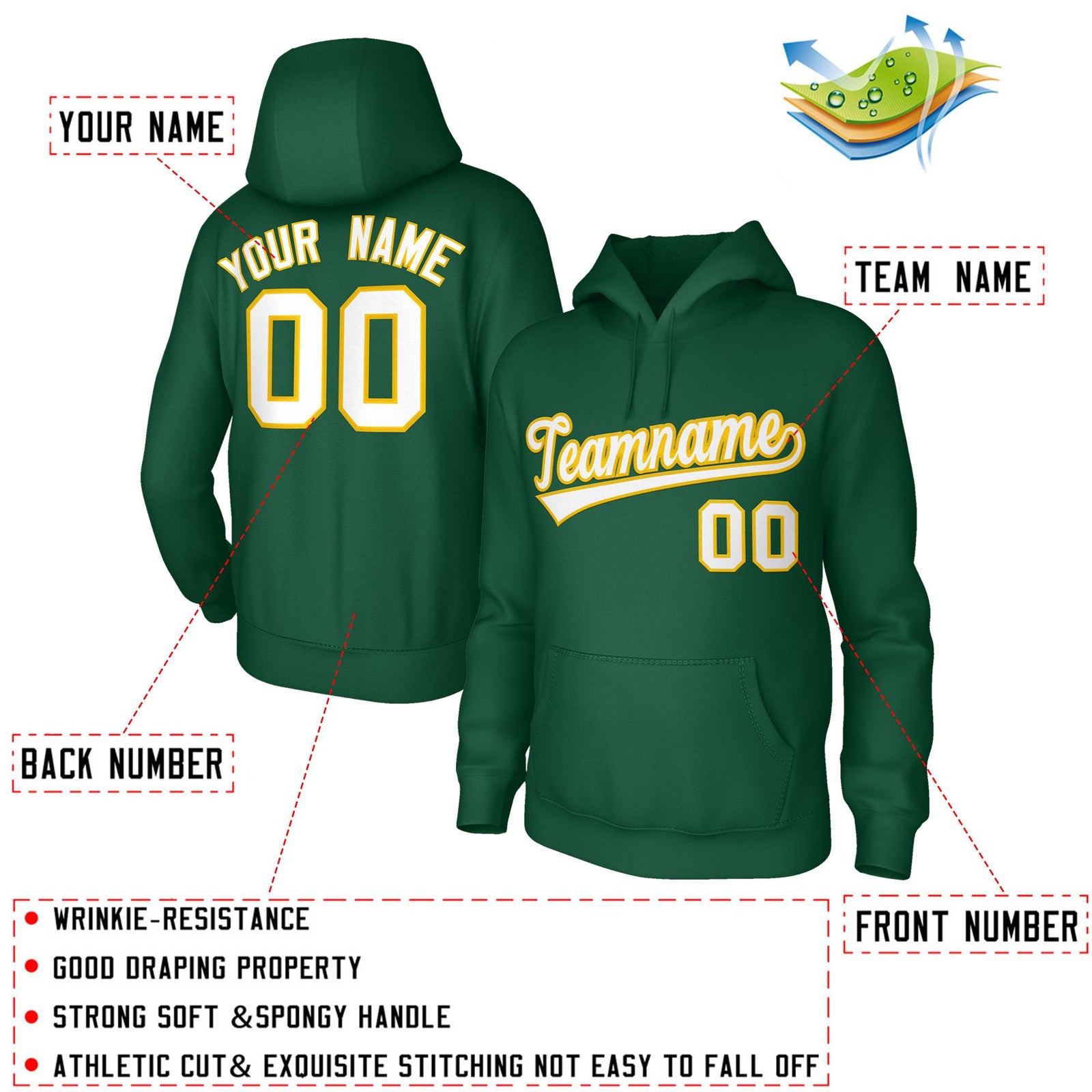 Custom Classic Style Hoodie Game Green Training Uniform