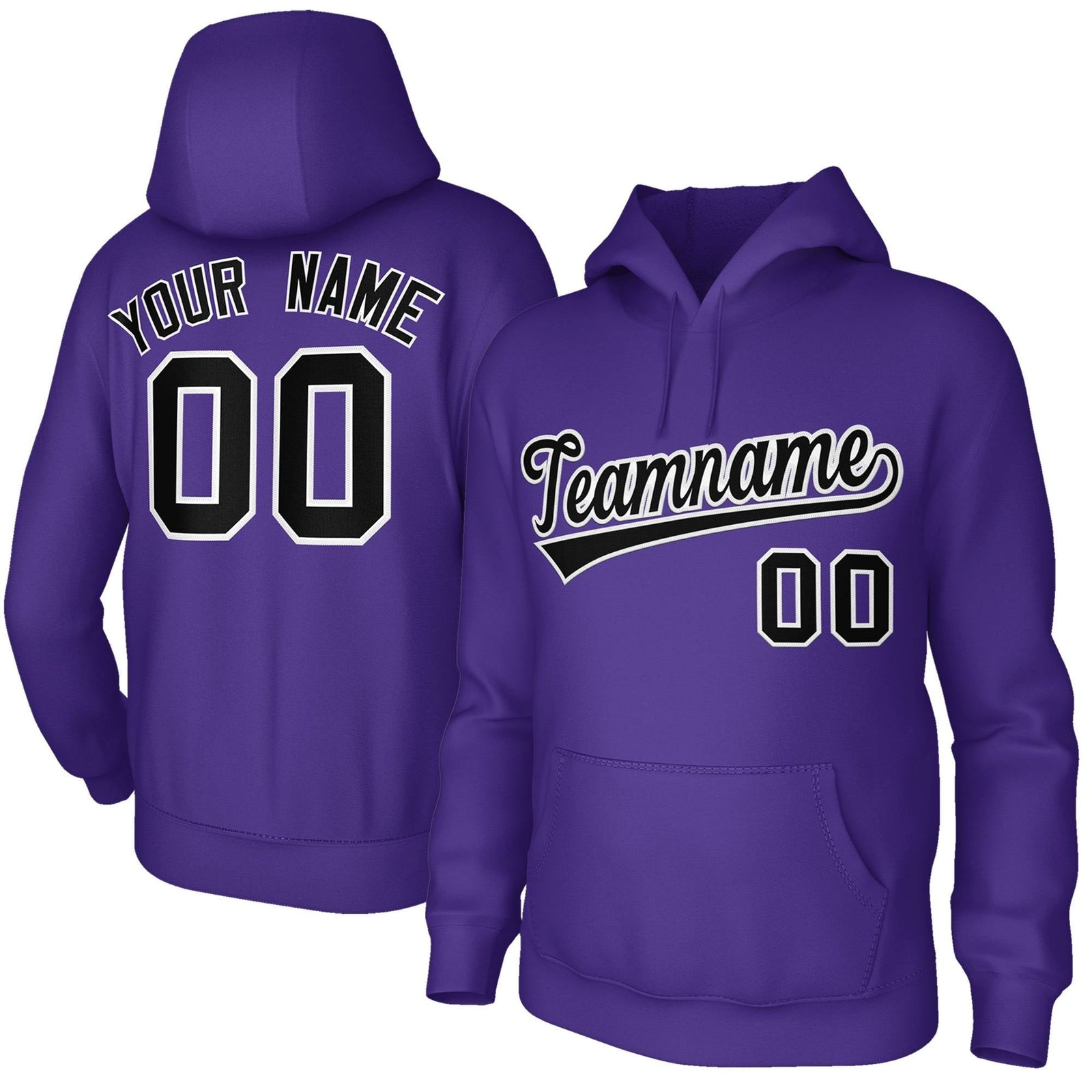 Custom Classic Style Hoodie Athletic Pullover Purple Sweatshirt