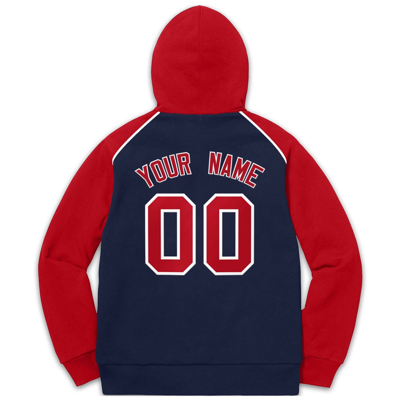 Custom Stitched Sportwear Navy Red-White Raglan Sleeves Pullover Hoodie