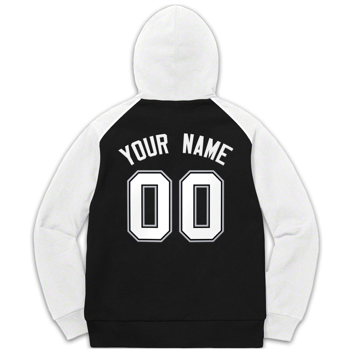 Custom Stitched Sportwear Black White-Gray Raglan Sleeves Pullover Hoodie